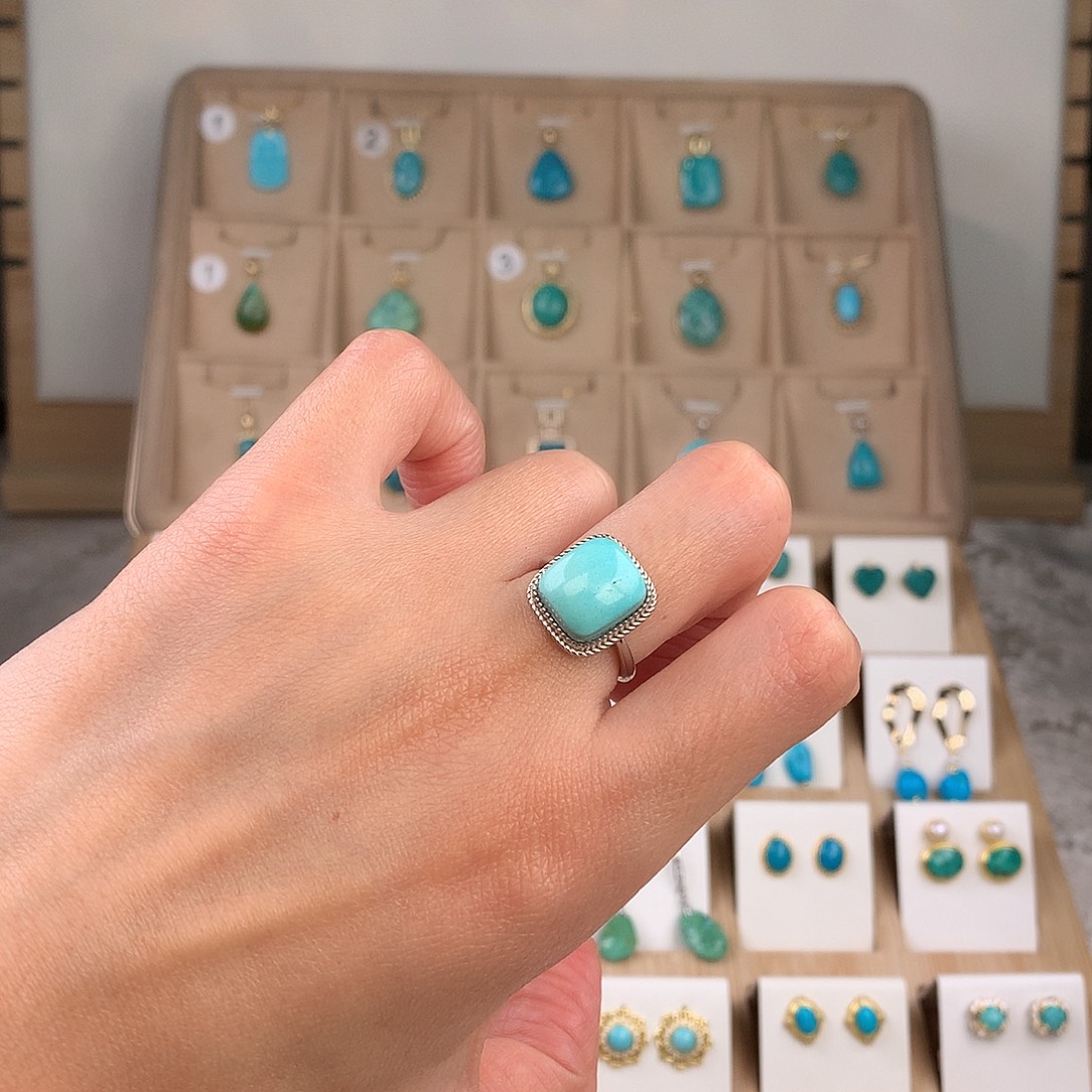 绿松石银S925镶嵌戒指