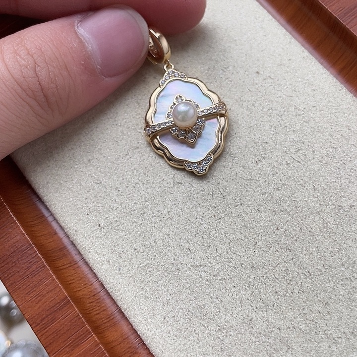 吊坠(不含链)银S925镶嵌海水珍珠