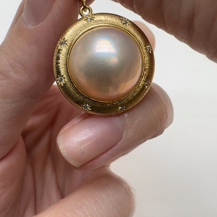 拼合珍珠（马贝珠）颈饰银S925镶嵌