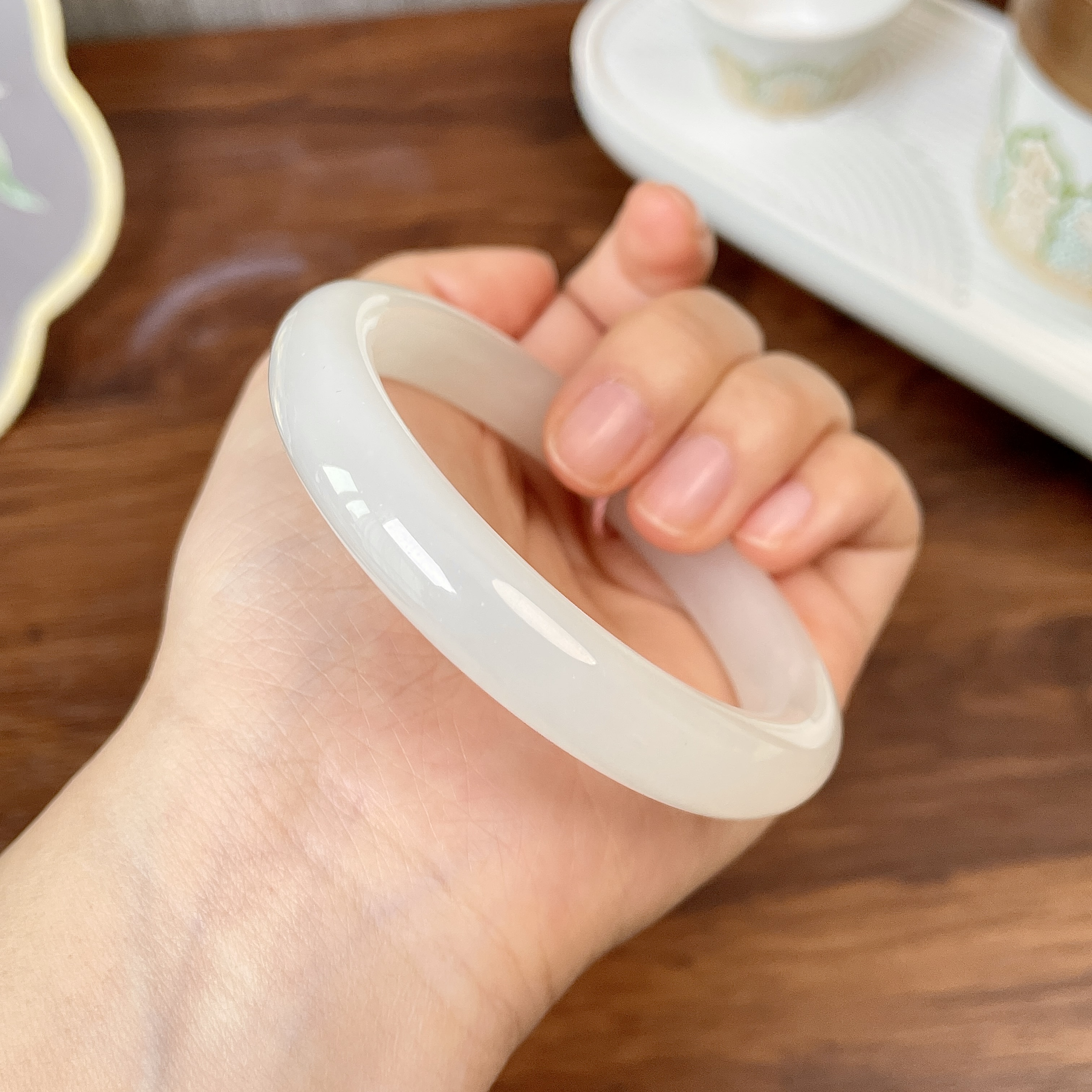 上新！和田玉白玉手镯 青海料正圈 冰润通透 高性价比