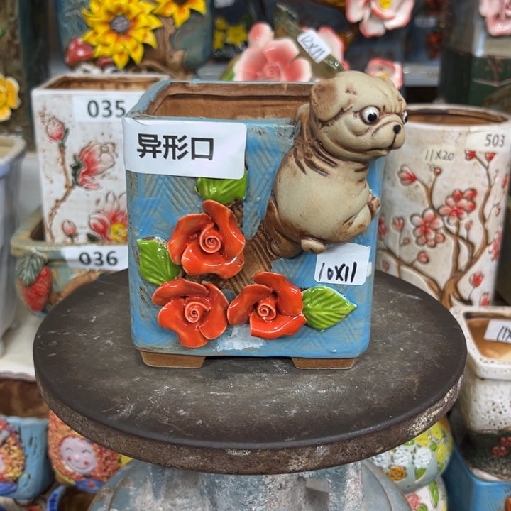 紫砂花盆粗陶材质多肉花盆