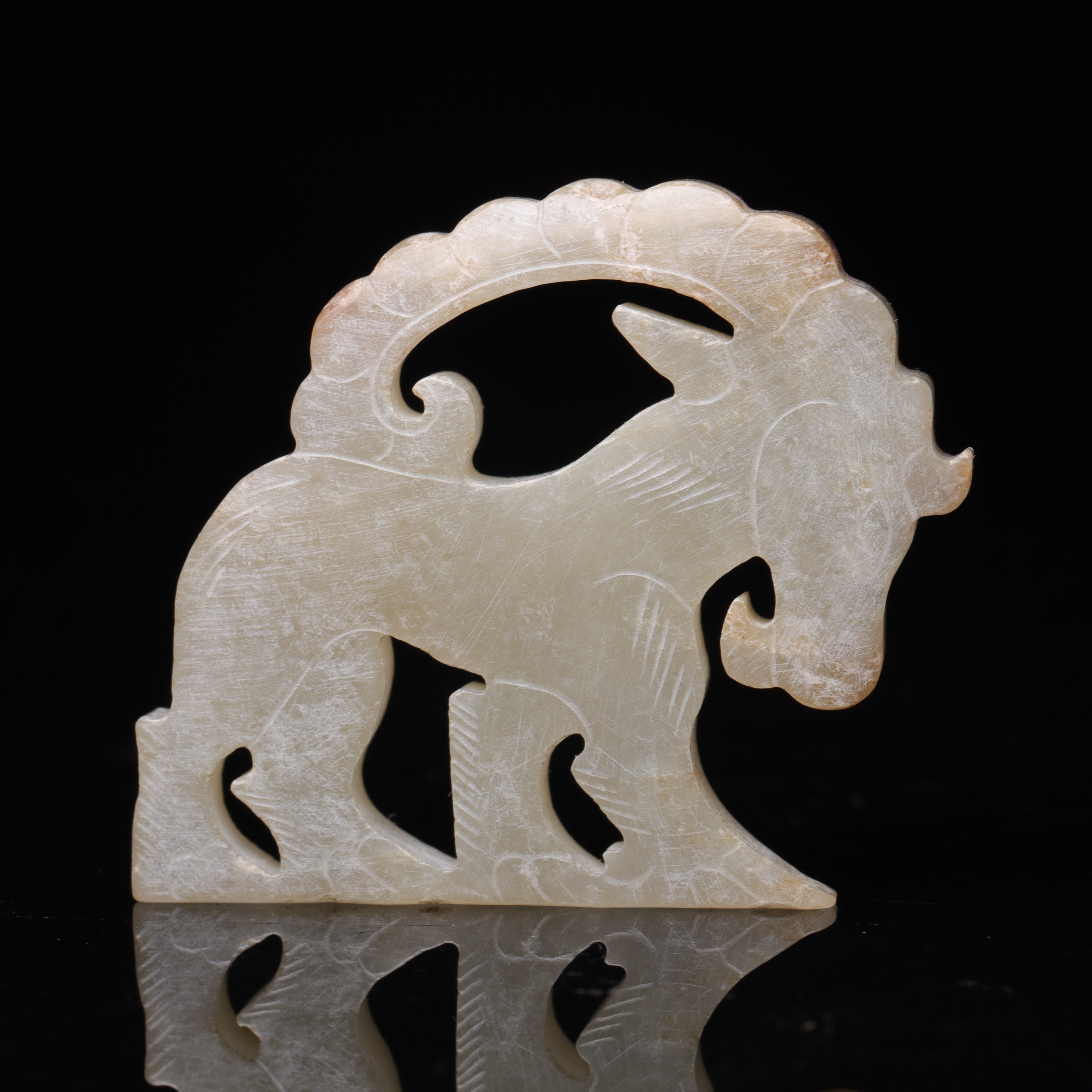 明代和田玉玉羊花件-NX