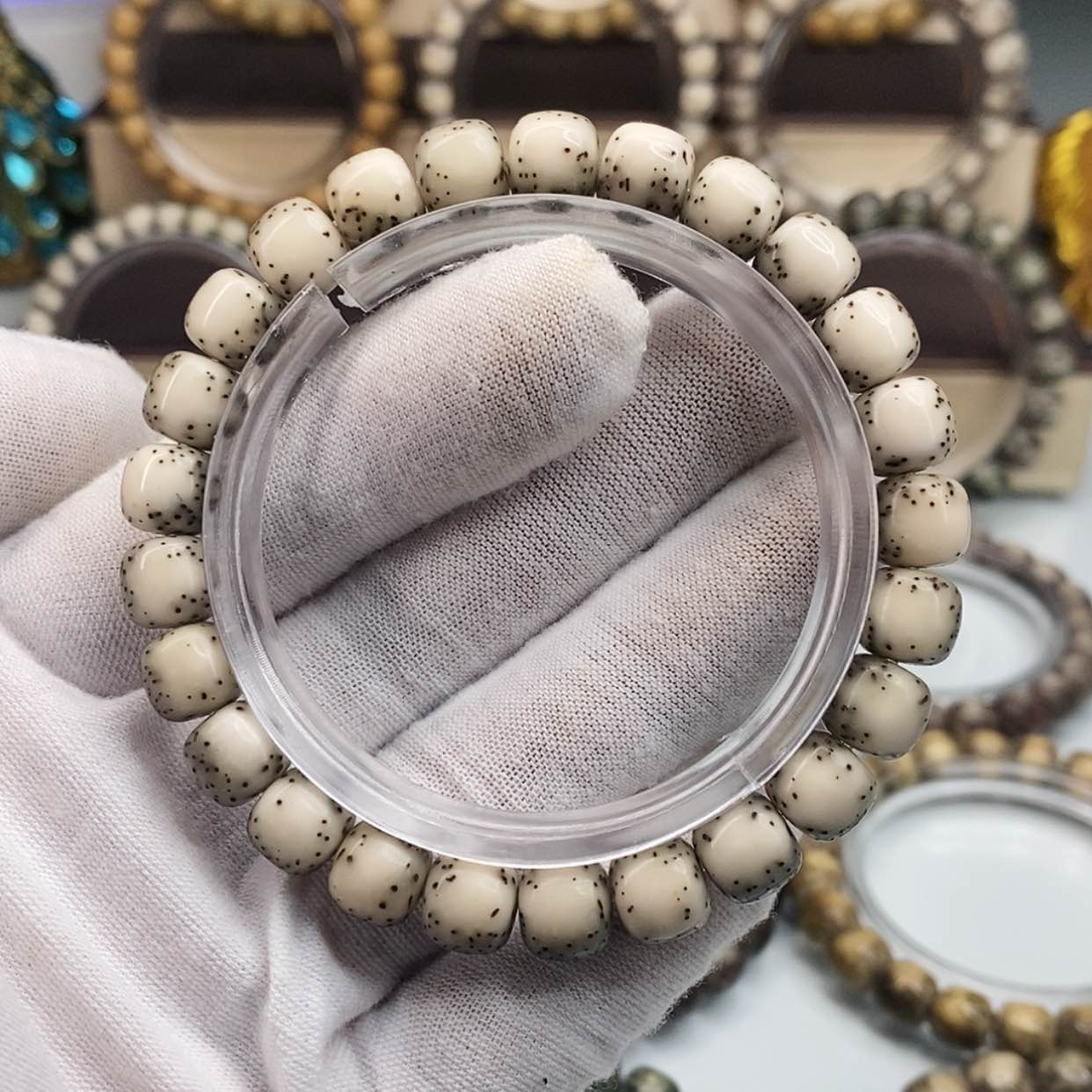 【闪购商品】星月菩提手串一物一图原生态同枝糯冰半壁黑背河豚