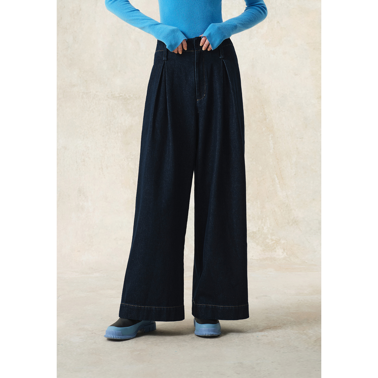 【丹宁美学】puretea茶愫立体倒褶牛仔裤女秋新款KN0702C31