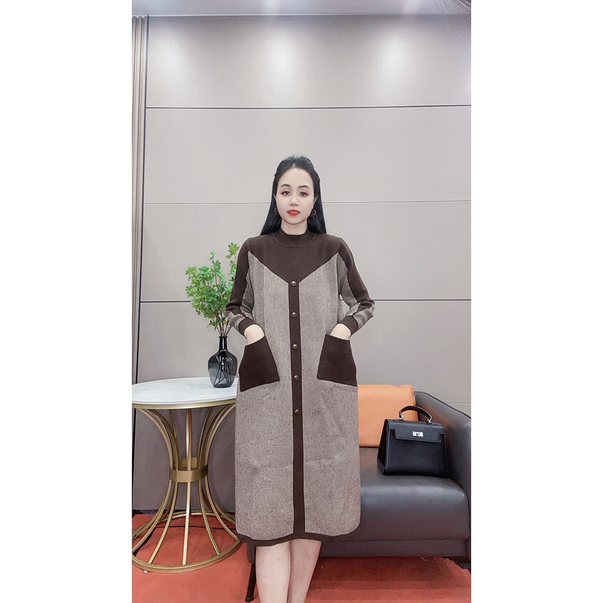 3685 新款高端洋气显瘦针织大码连衣裙