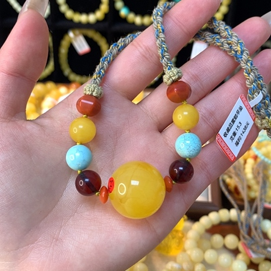 琥珀手链未镶嵌蜜蜡吊坠项链