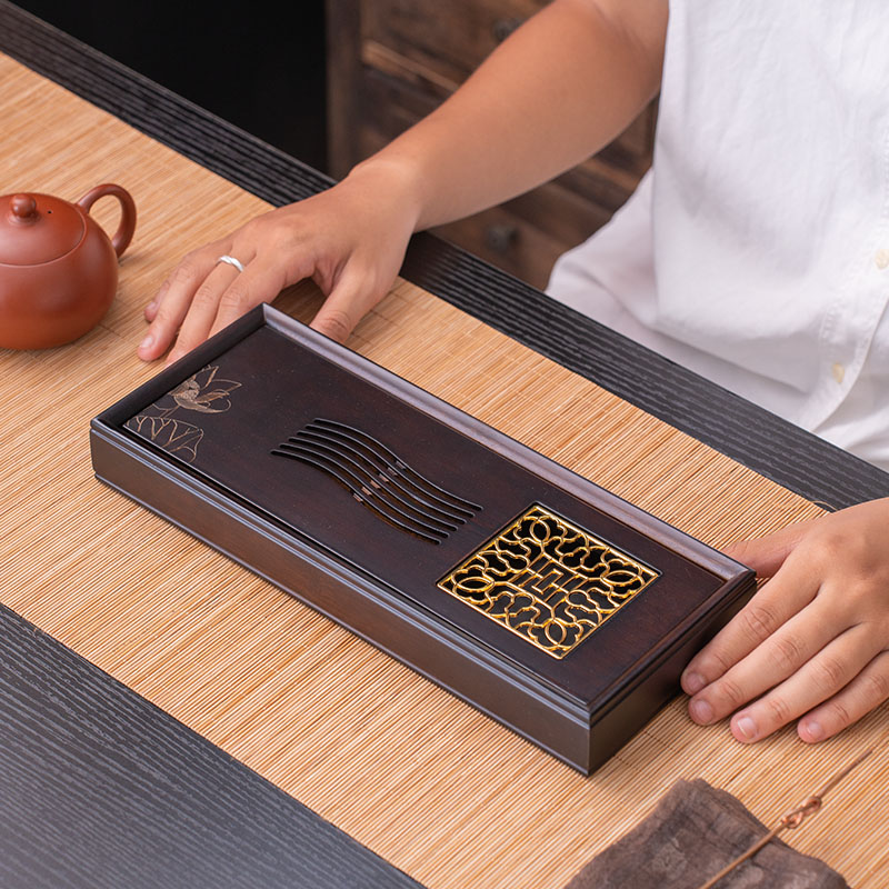 D045-荷花小盛水九竹茶盘JZ