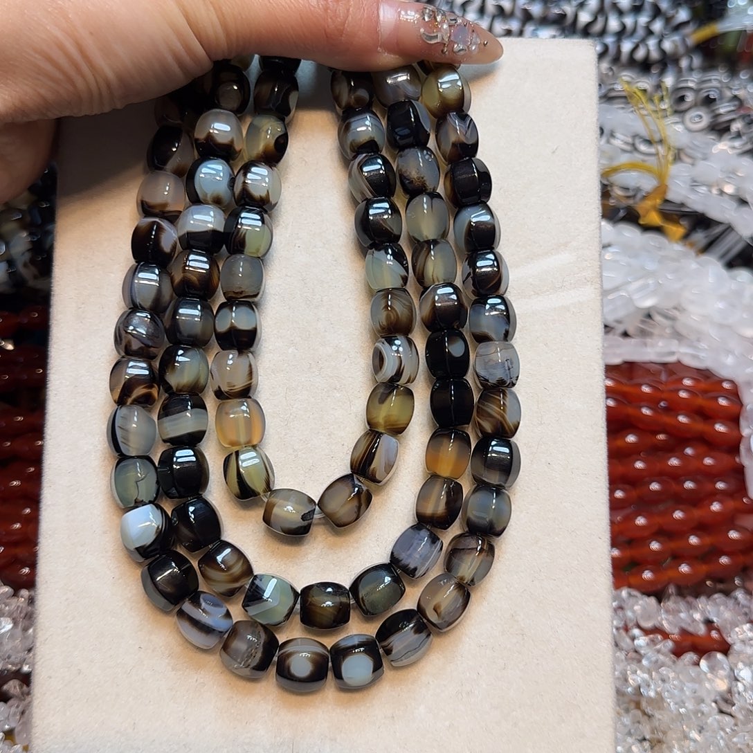 玛瑙/玉髓未镶嵌珠宝半成品11mm绿南瓜玛瑙一条