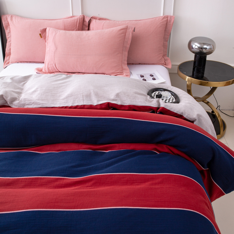 【绉纱】【幸福永爱-单被套】全棉A类色织提花被罩加厚单人简约