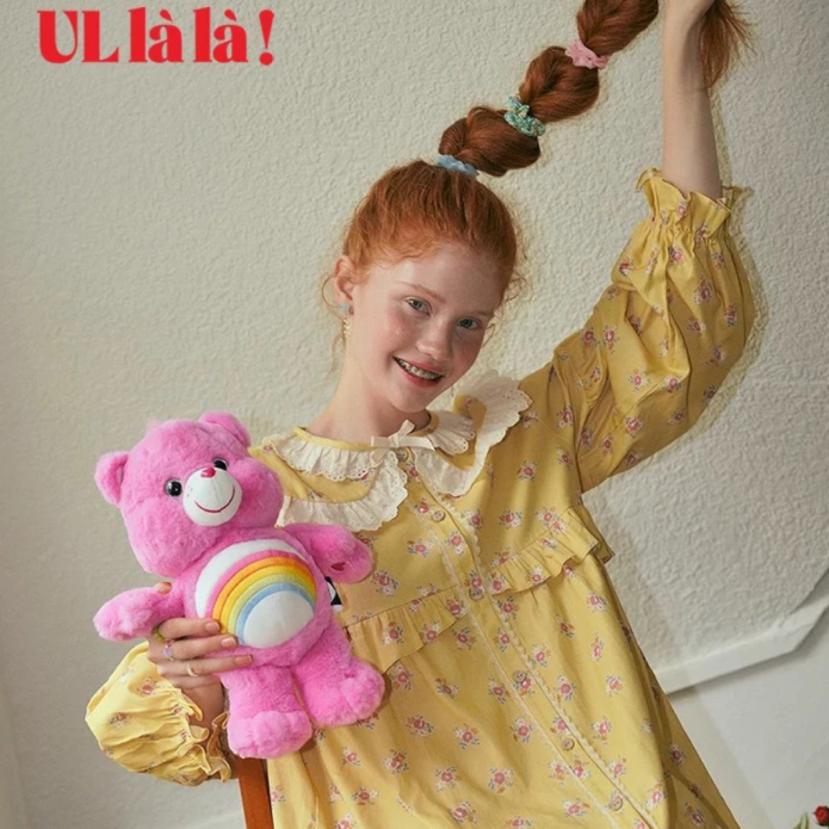 ULLALA 乌拉拉睡裙秋 棉甜美碎花娃娃领前扣长袖家居裙