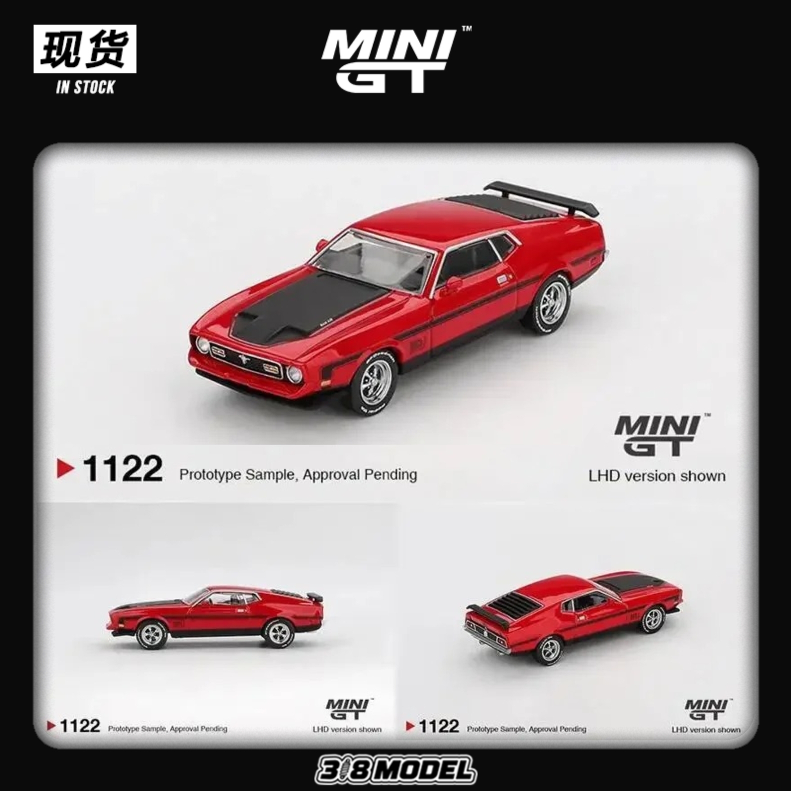 现货  MINIGT 1122 1:64 福特 Ford 野马 红色 合金汽车模型