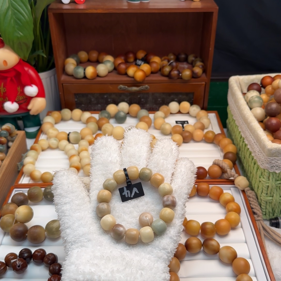 菩提根/象牙果手串卡15桶珠草莓奶昔微瑕4