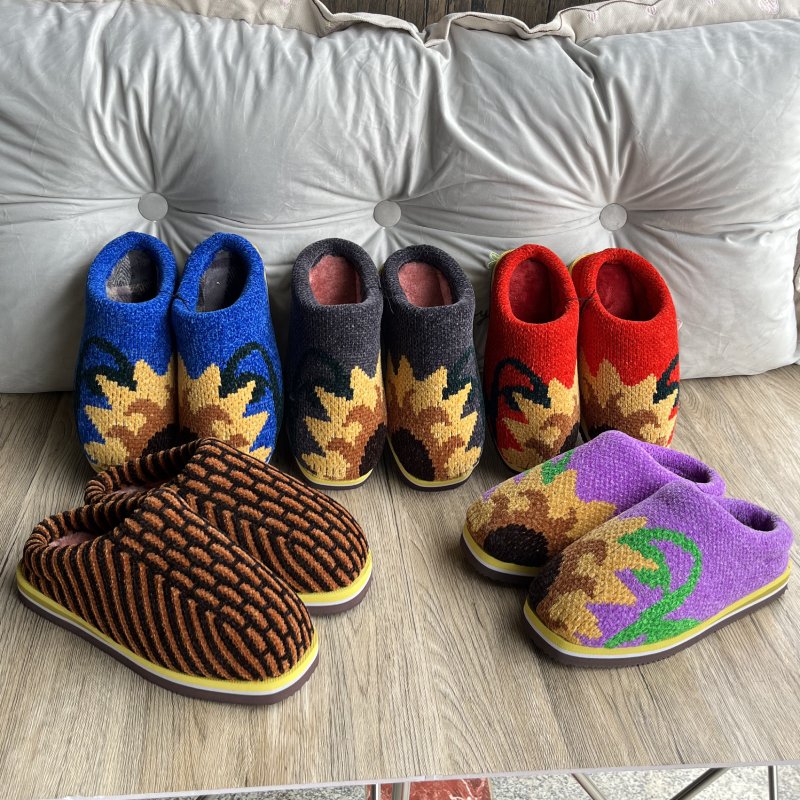 手工上线水貂毛布面拖鞋 冬季保暖防滑柔软舒适居家必备棉拖鞋