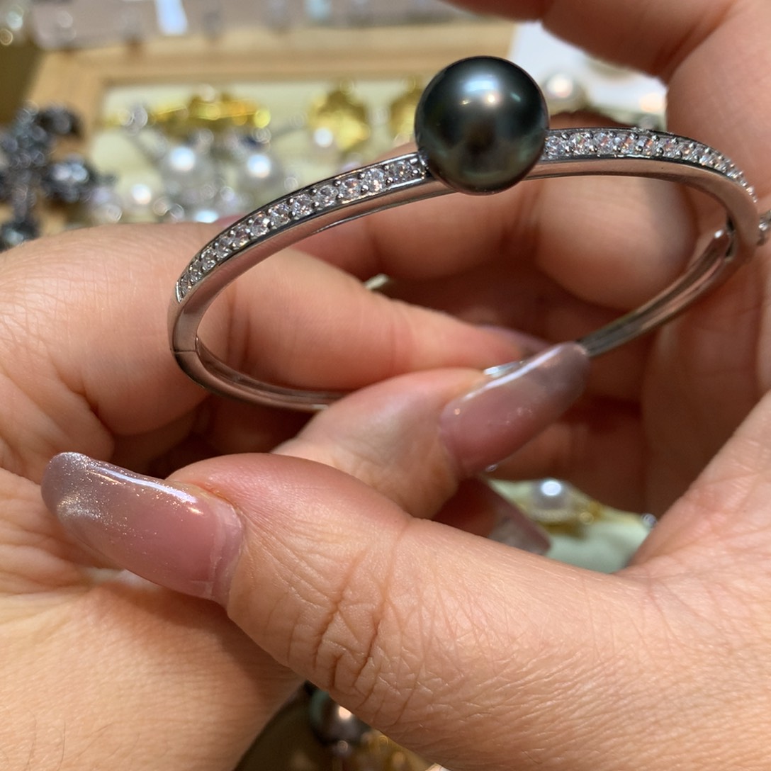 海水珍珠手镯银S925镶嵌