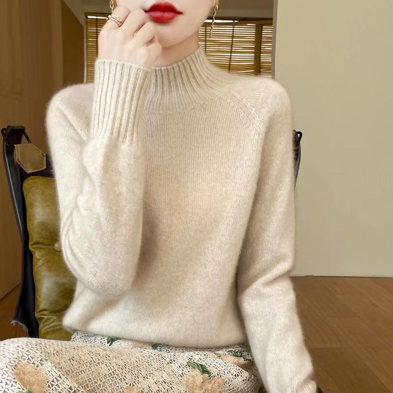 【福利】秋冬半高领打底衫毛衣女长袖无缝一体百搭上衣厚款(单边)