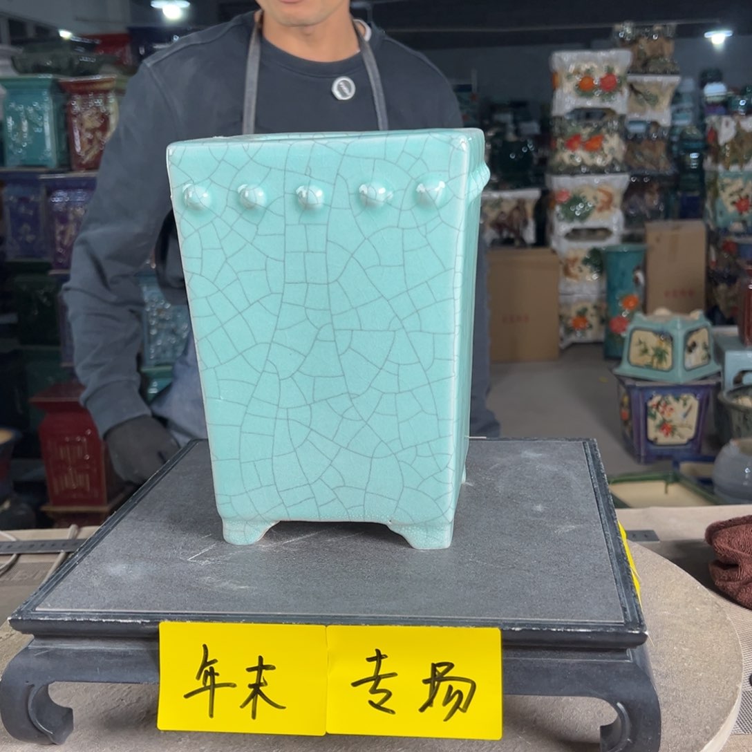 一风堂石湾花盆。微瑕缩釉