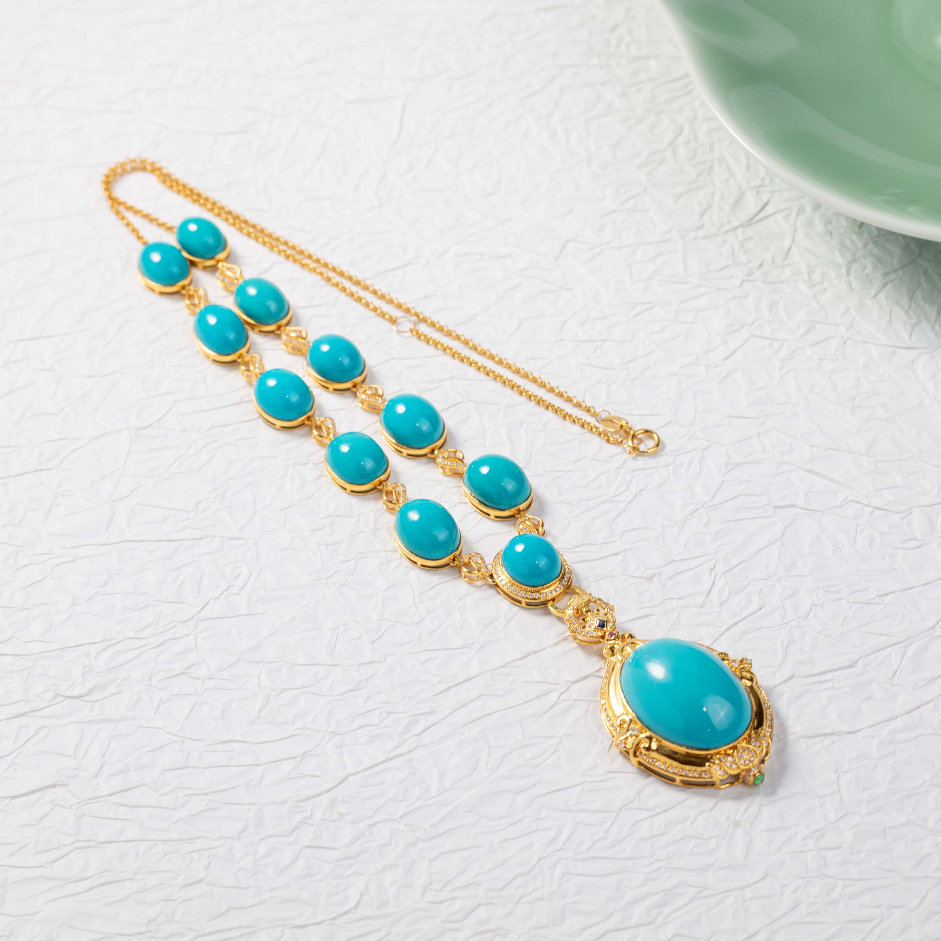 18K松石晚装链多样性发一总克重约26-27g#B1591431