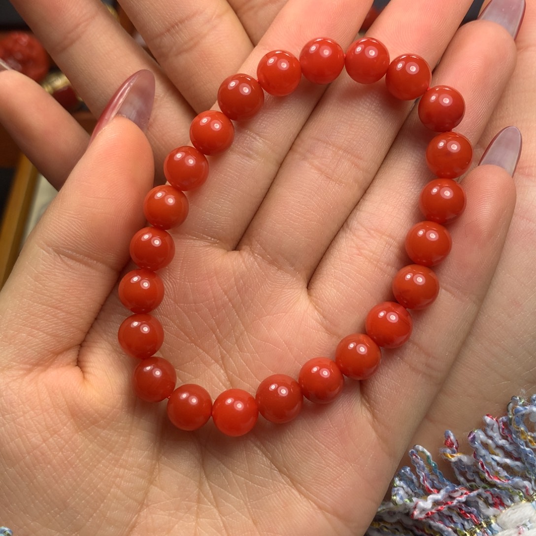 南红玛瑙未镶嵌8+柿子红手串