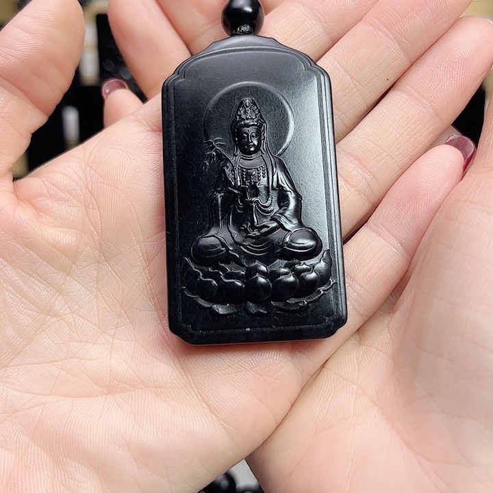 和田玉手链未镶嵌观音牌