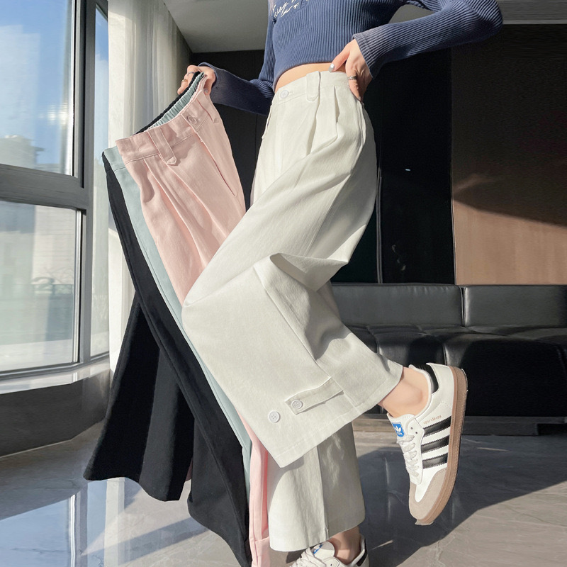 2025新款窄版阔腿裤女高腰宽松显瘦工装裤小个子休闲裤女直筒裤女