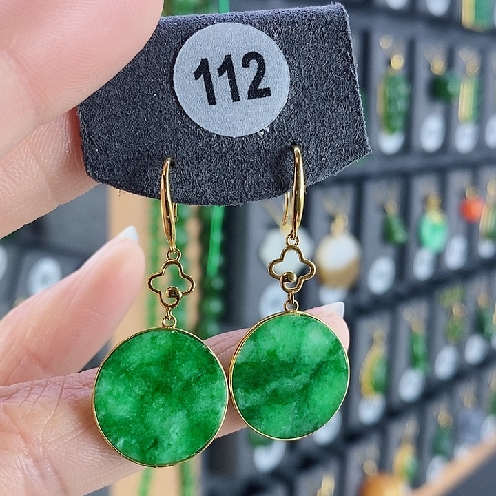 翡翠耳饰18K金镶嵌耳饰