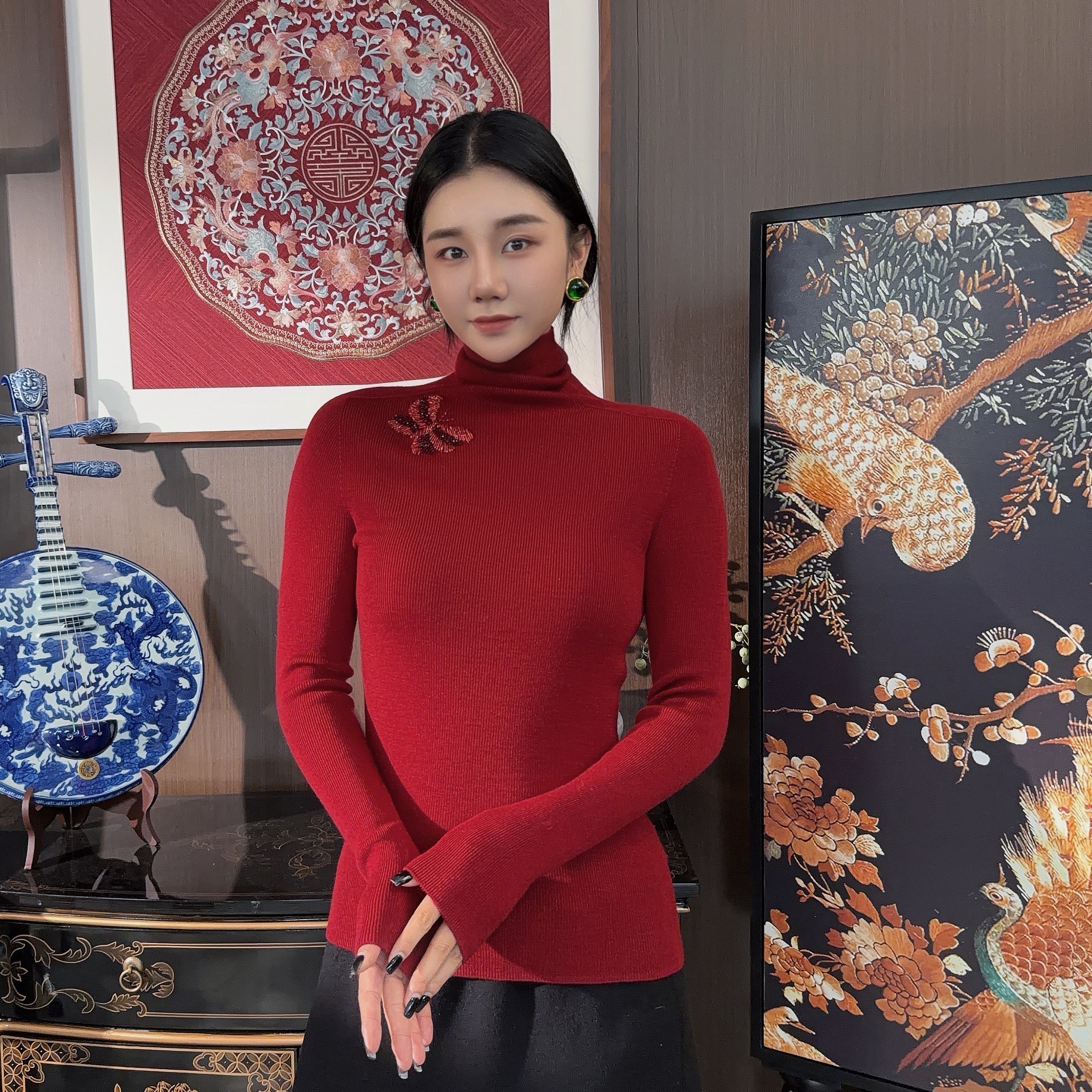 Betty Bairn【知澜】冬季温暖舒适百搭高领美丽诺羊毛毛织打底Q7357