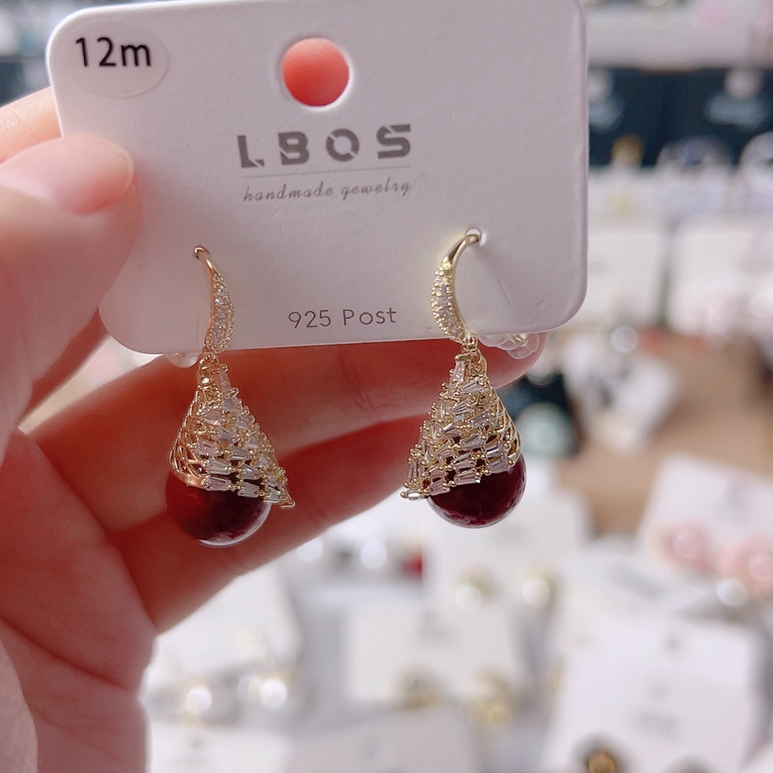 琉璃纯铜合金耳环的