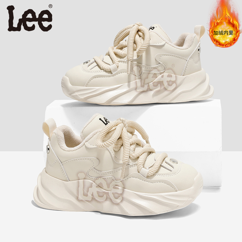 Leekids冬季百搭加绒加厚保暖厚底儿童运动鞋