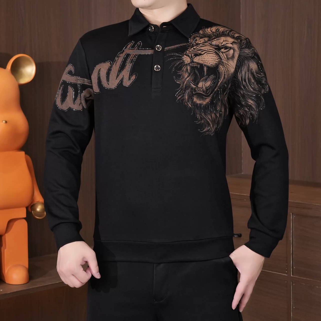 秋季新款男士卫衣长袖打底时尚休闲潮流翻领秋冬