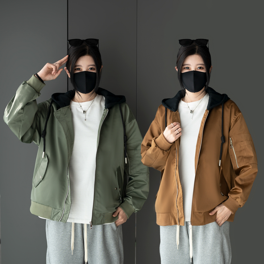 2302  四色情侣款时尚潮流百搭休闲连帽夹克春秋