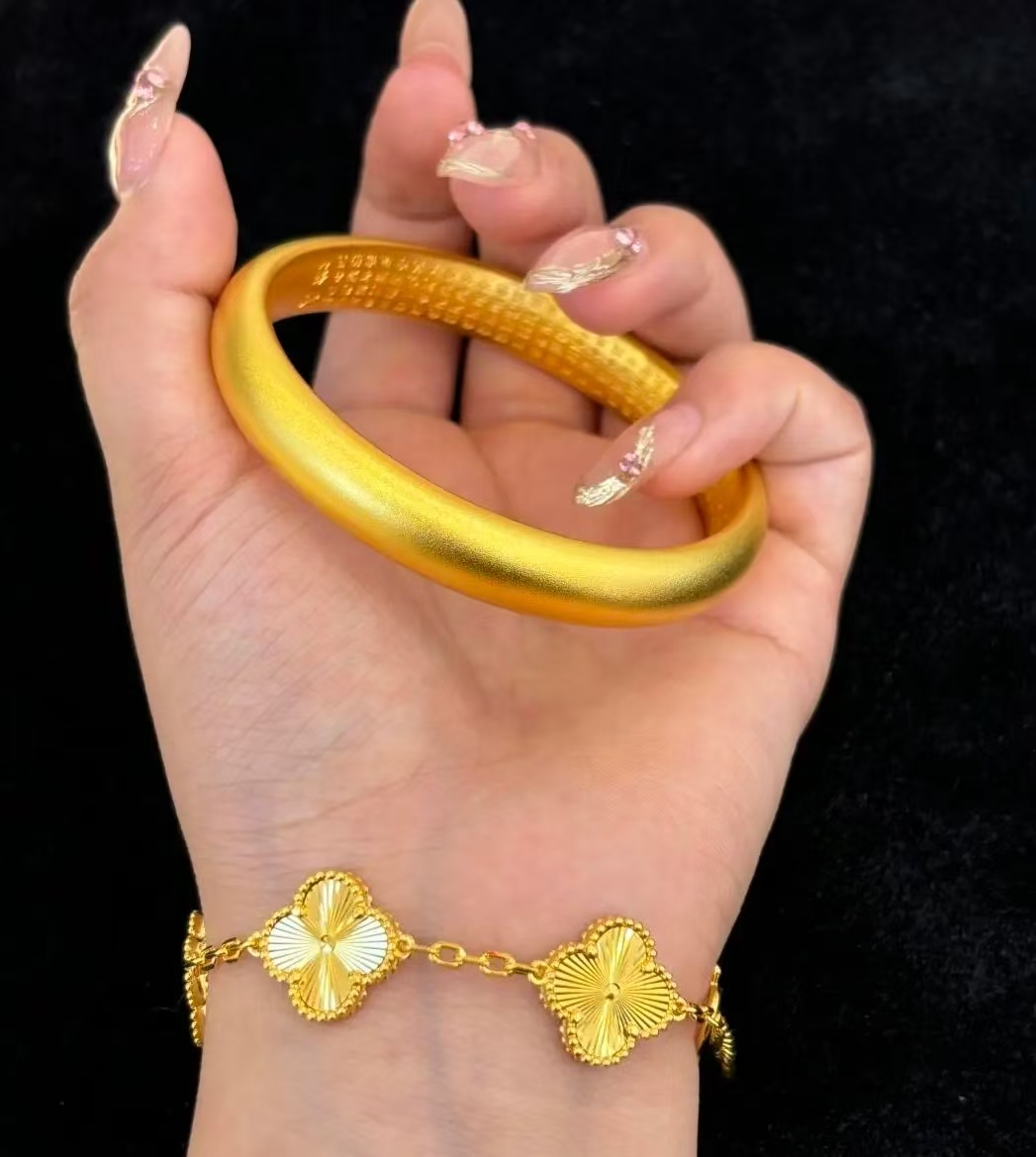 足银银制品 足银手镯泥鳅背内心经手镯 包厚金工艺足银999手镯