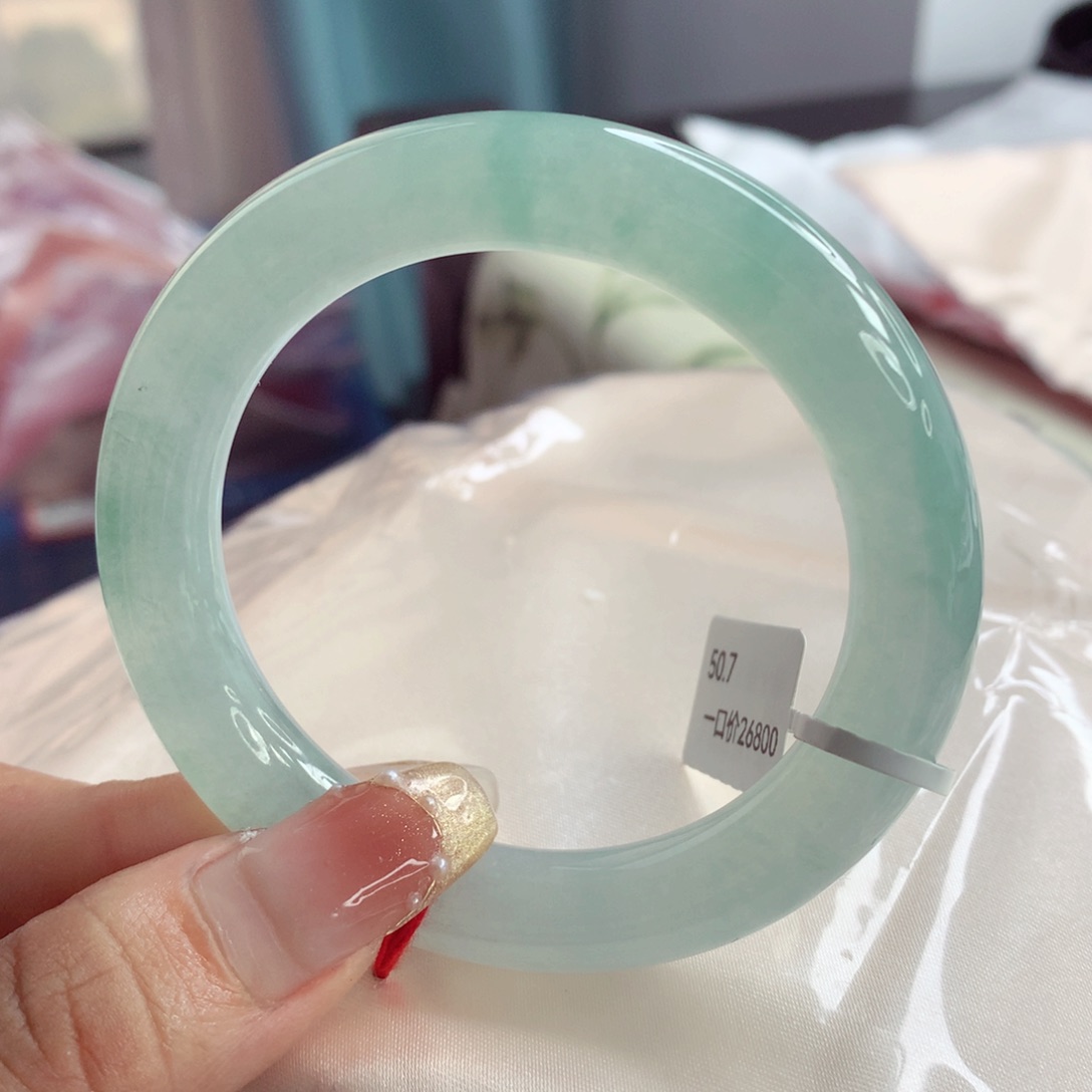 翡翠手镯（圆镯）未镶嵌50.7同价位战斗机 小柒