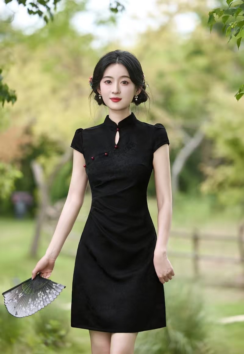 斜阳-新中式改良旗袍裙夏季日常修身大气高端显瘦小个子中国风