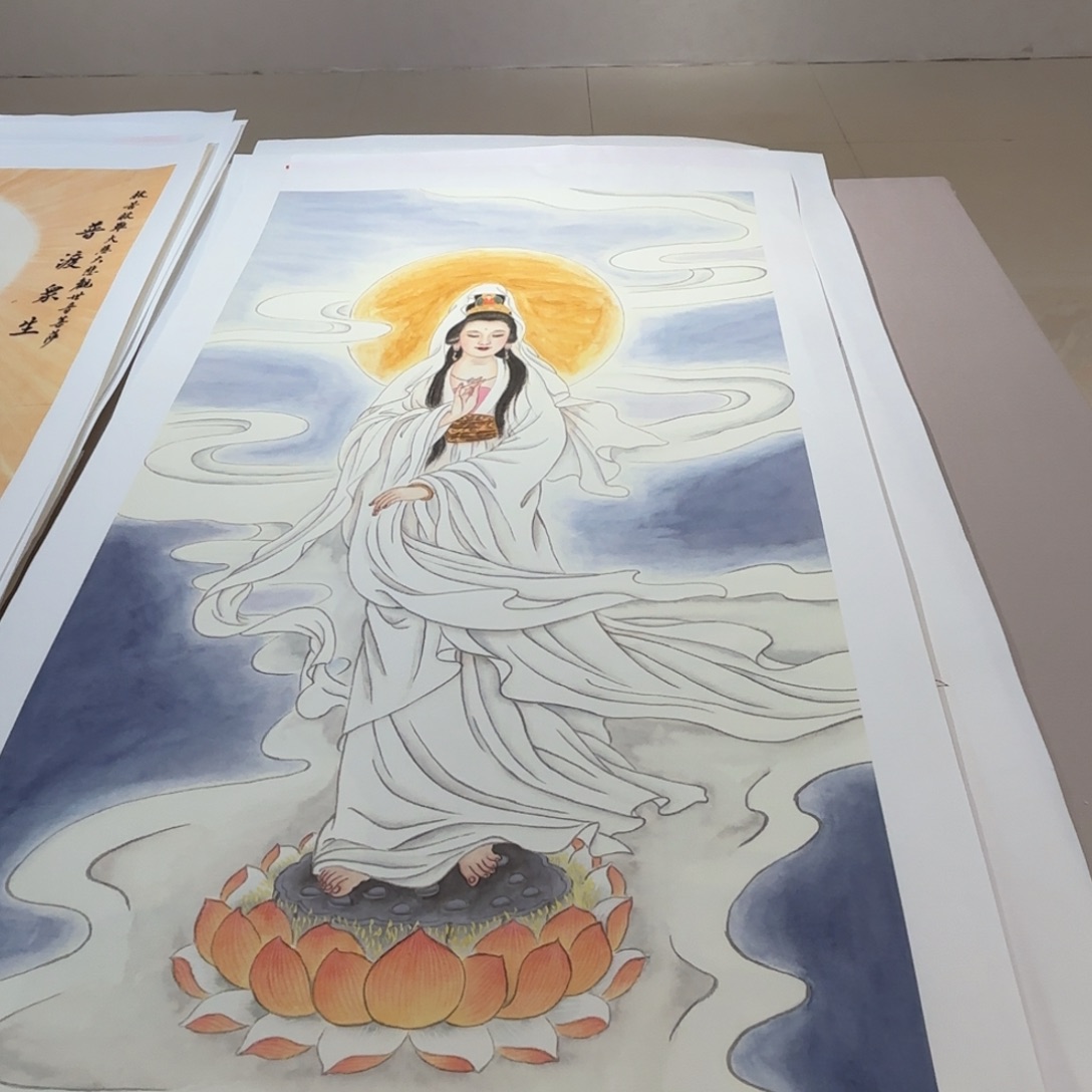 国画白衣观音四尺作品