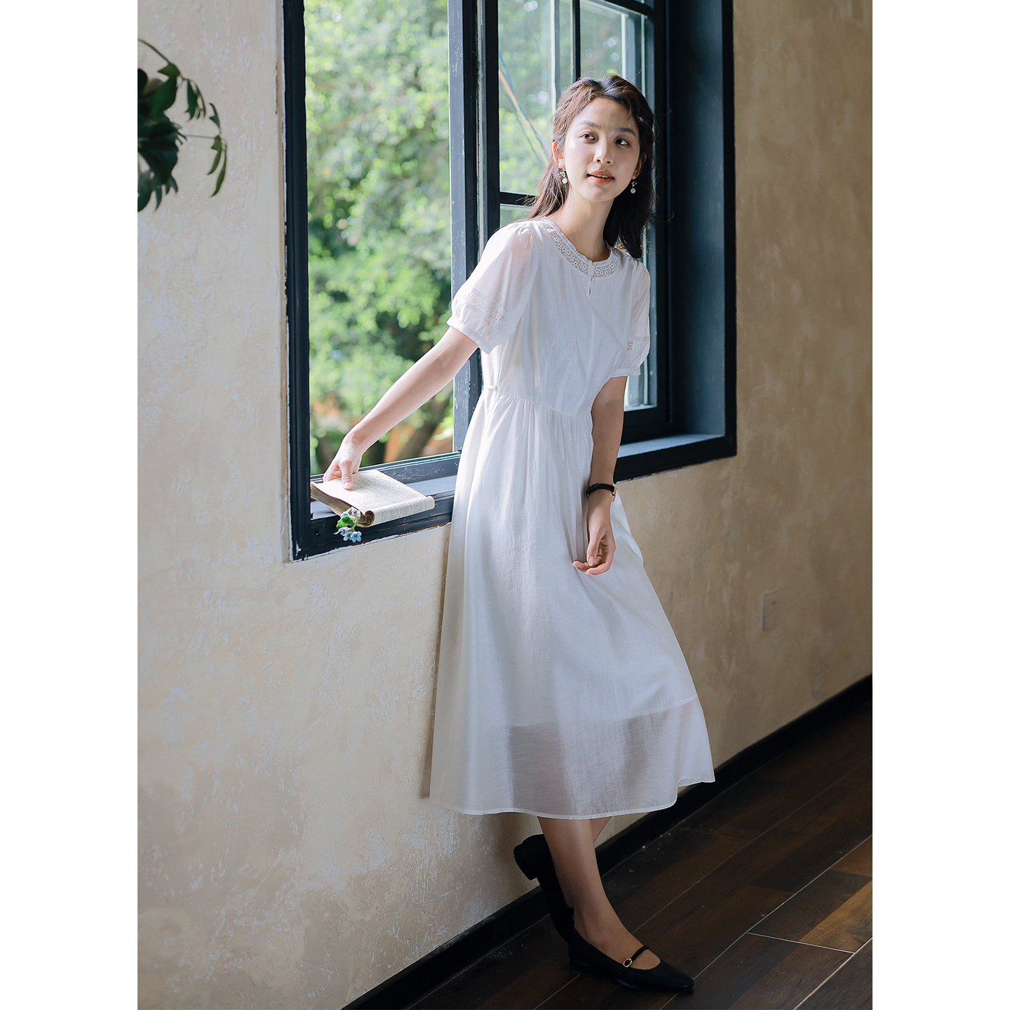 红念文艺白色天丝连衣裙女短袖设计感夏季2025新款女装气质长裙子