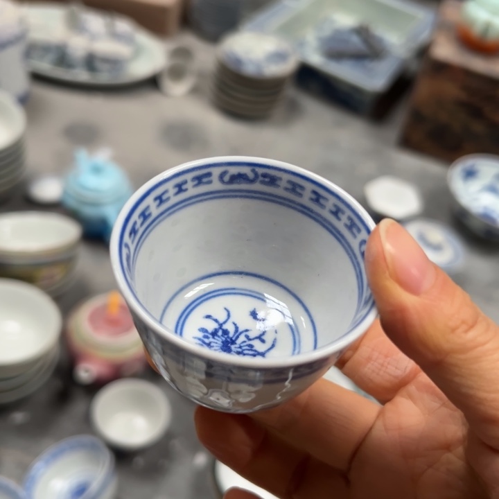 陶玩玉兰花三缸盅50毫升