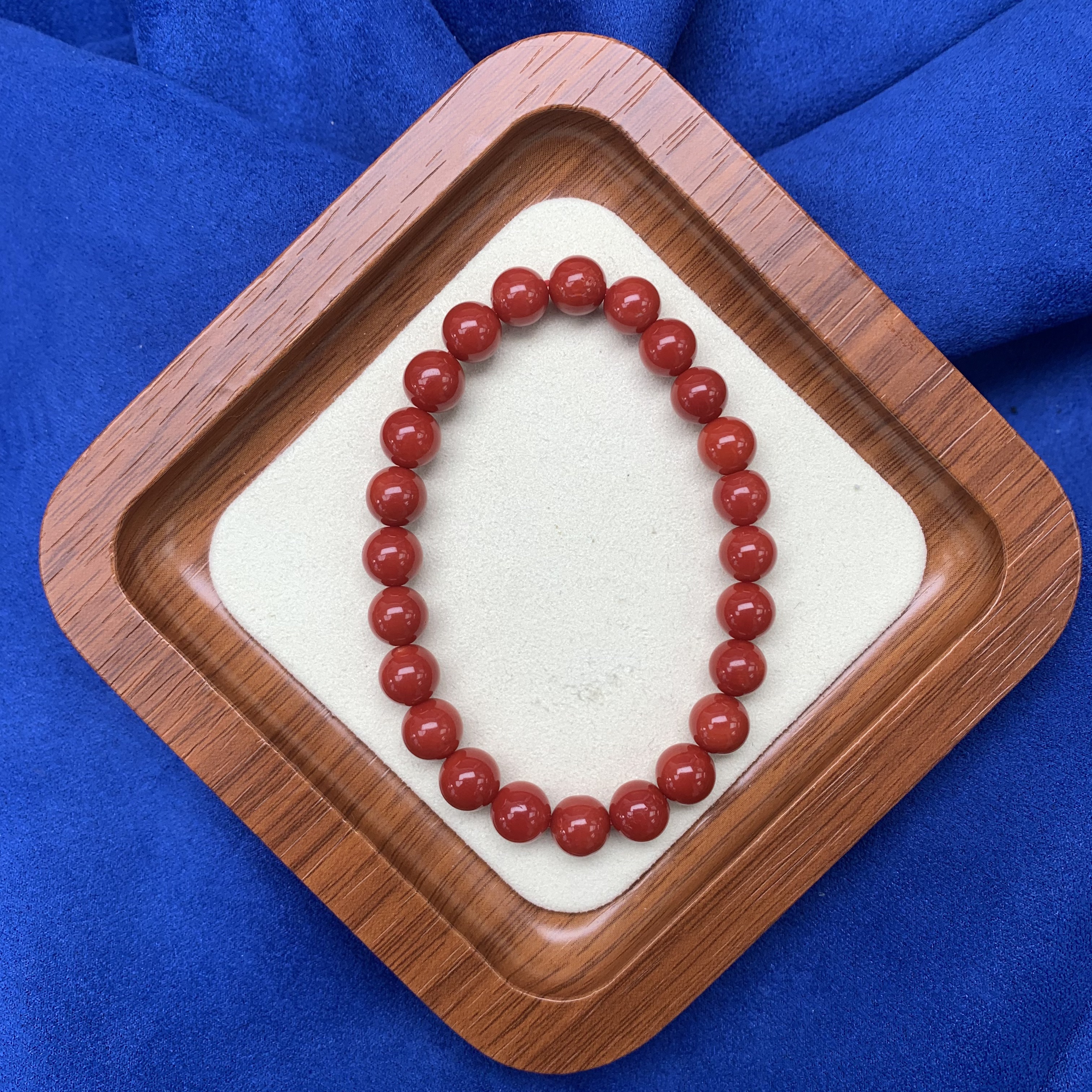 法国科西卡天然红珊瑚圆珠手串7mm+基地发货一物一证FJXFL1209-6