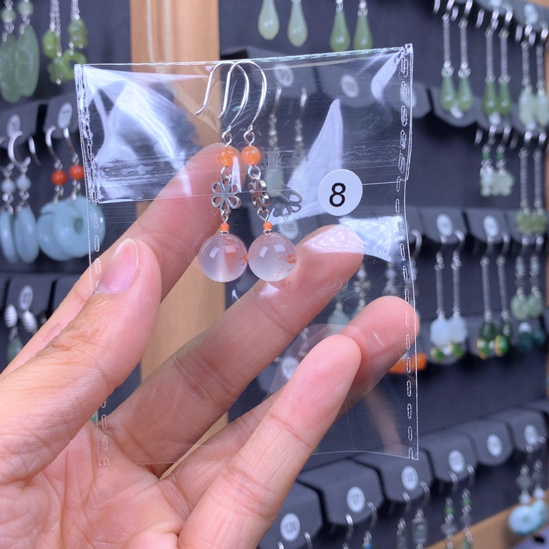 南红玛瑙耳饰银S925镶嵌用****4