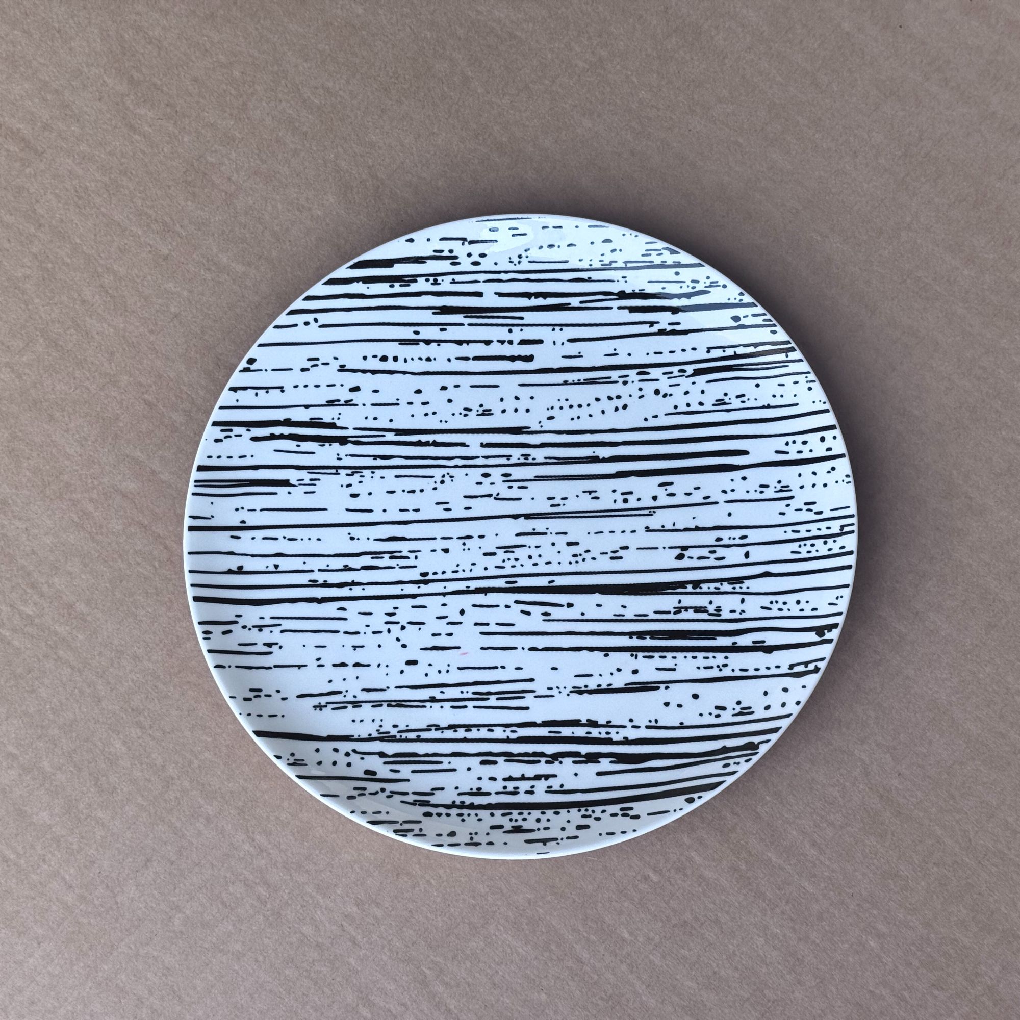 【出口款】黑竖纹10.5英寸平盘（2只）1380度高温釉下彩陶瓷