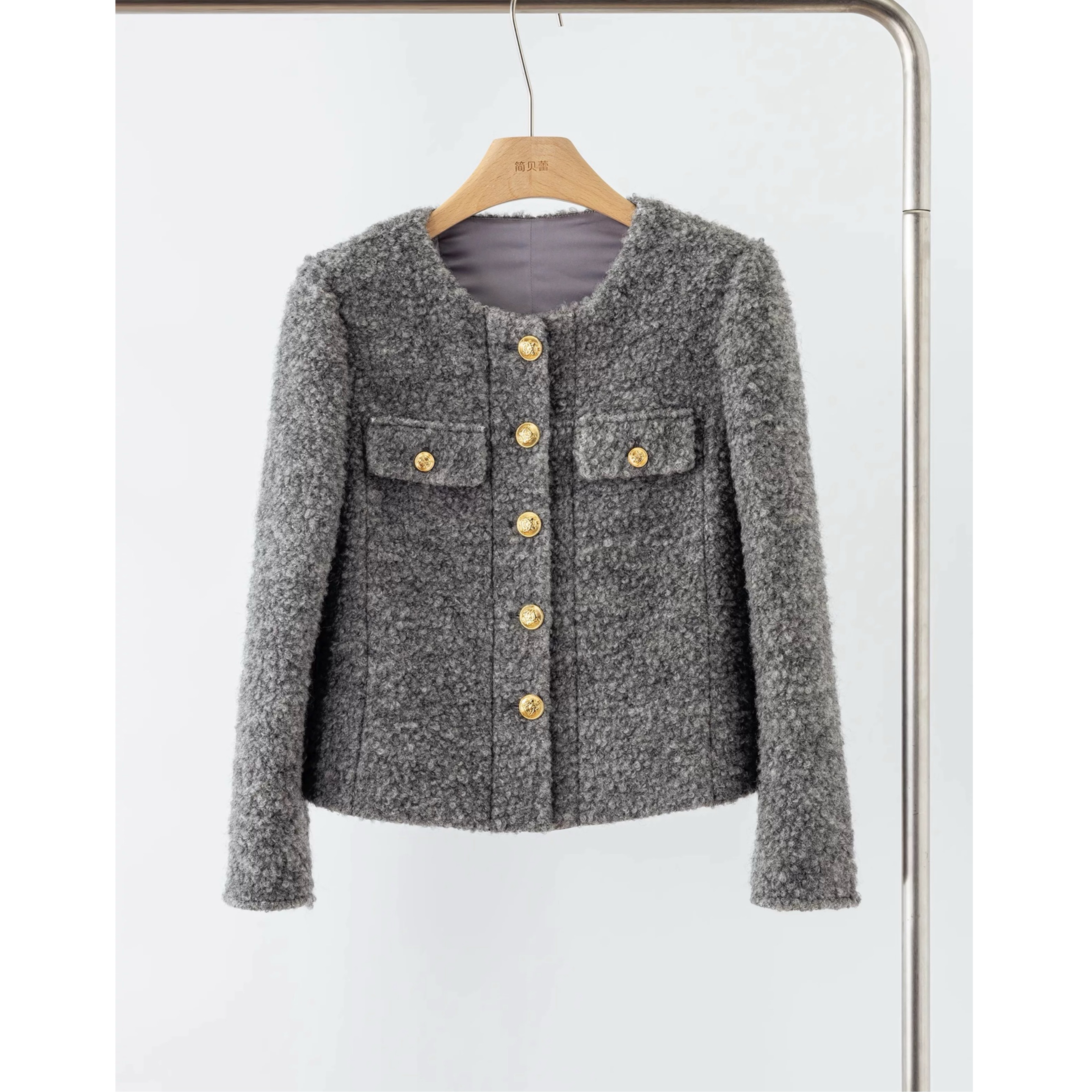 南油高版本-秋冬季新款小香风气质减龄高级感灰色小香风外套XF02