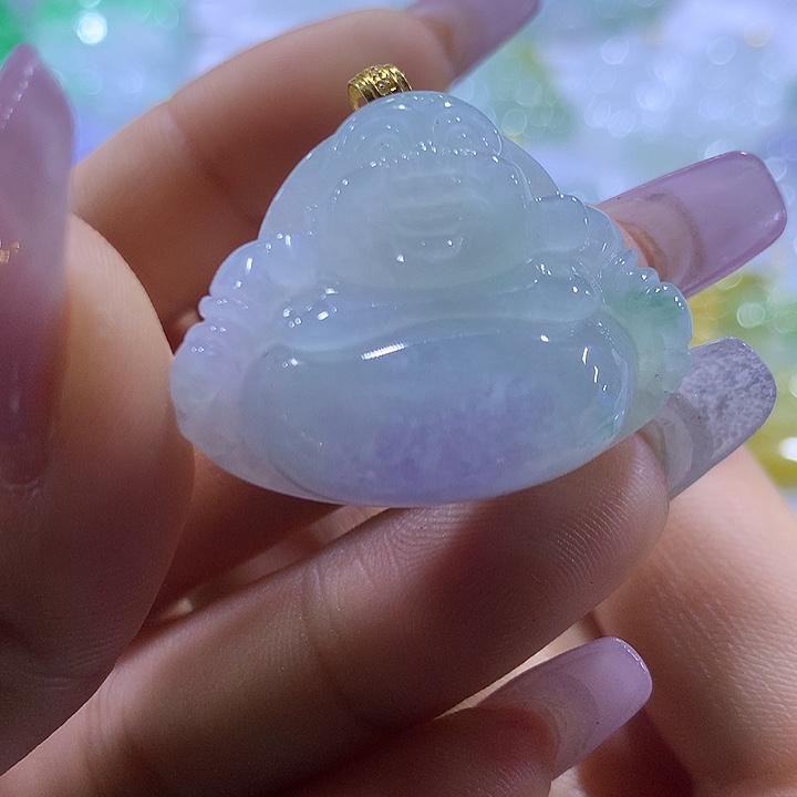 翡翠18K金镶嵌颈饰天然翡翠A货吊坠