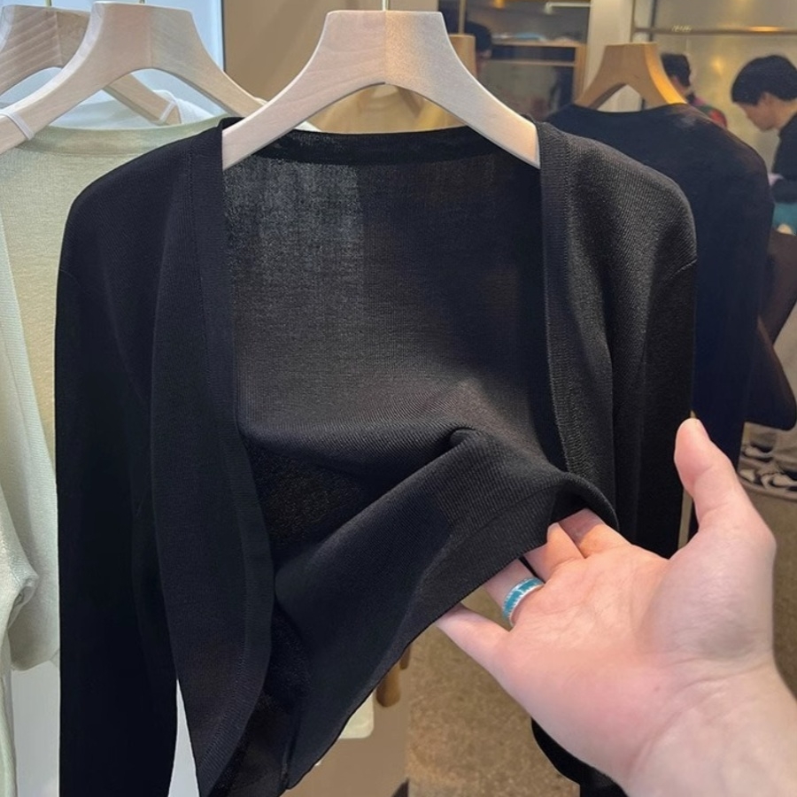 2025弧形显瘦大码防晒开衫女新款韩版基础款洋气百搭短款罩衫外套