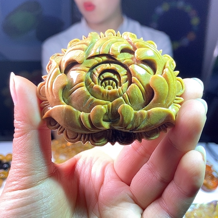 琥珀颈饰未镶嵌緬甸天然琥珀花開富貴