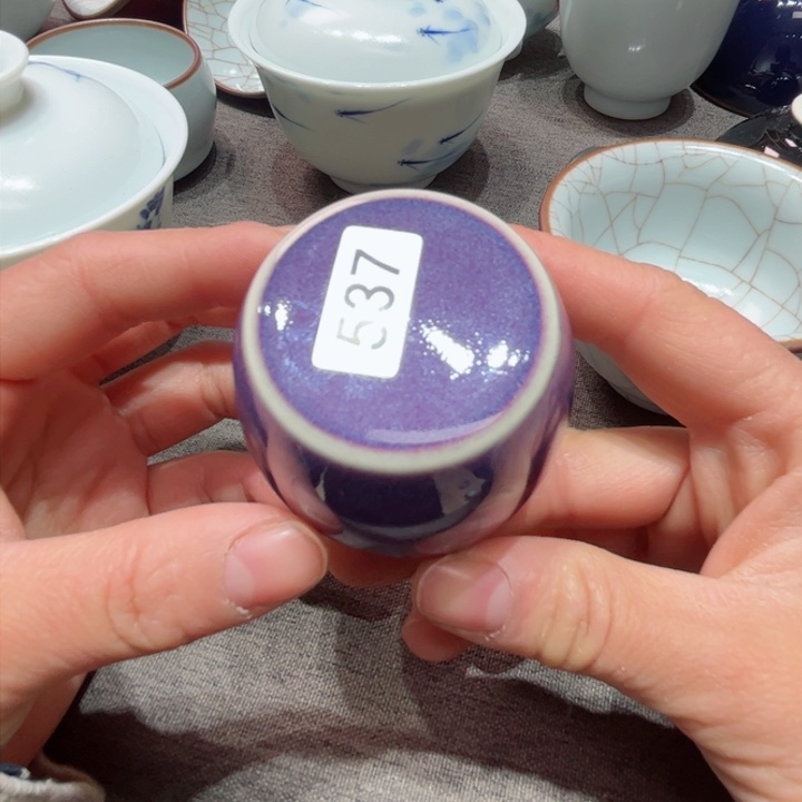 钧紫盖置颜色釉手工胎