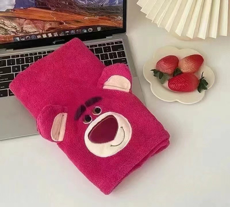 可爱卡通玫红小熊珊瑚绒浴巾女家用超吸水速干洗澡裹巾成人