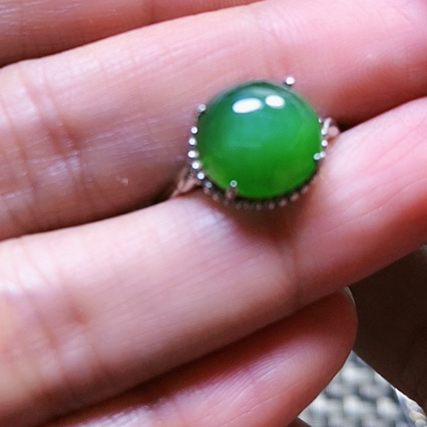 和田玉戒指银S925镶嵌