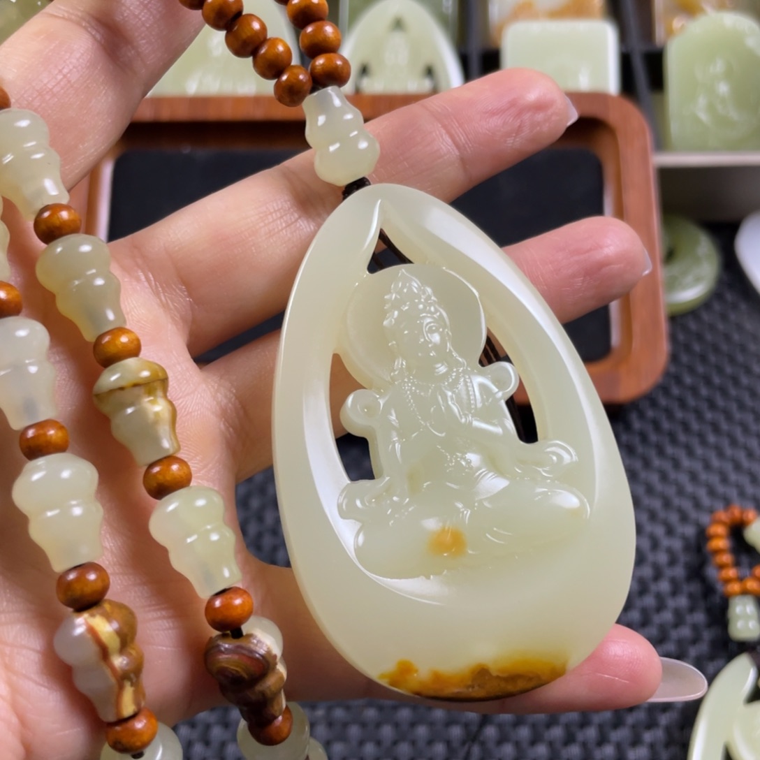 石材观音挂件一物一拍