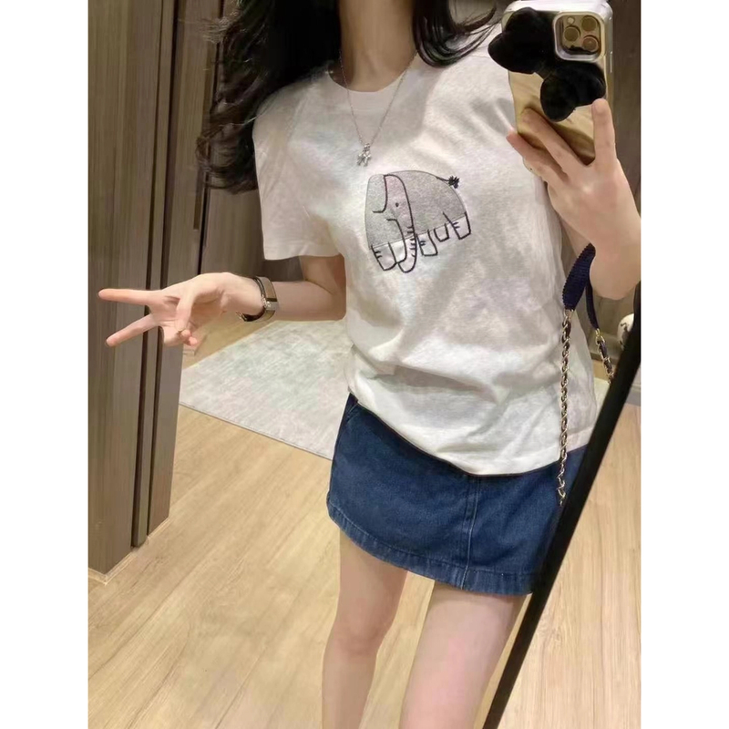 M1509 【库存勿动】百搭小象圆领短袖T恤 衣长59 款号UF81178