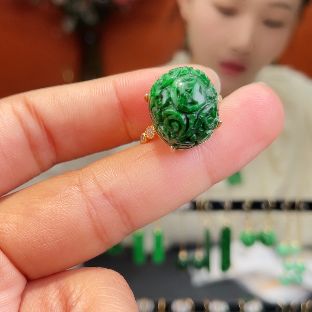 翡翠银S925镶嵌耳饰