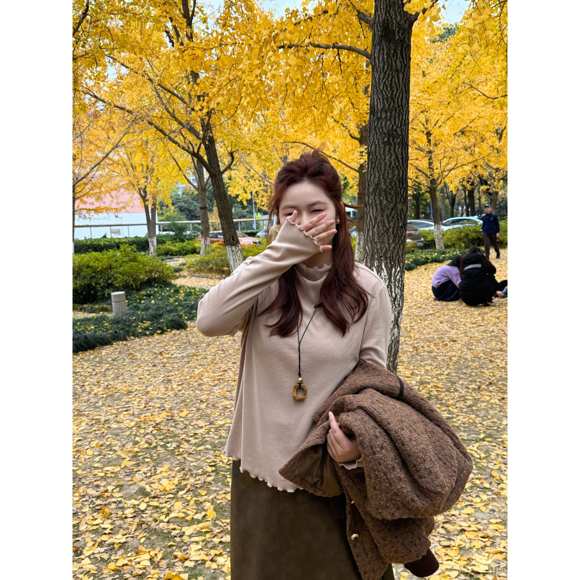 楠序源子微胖女装 2025年冬装长袖木耳边百搭套头毛针织衫YZ38137